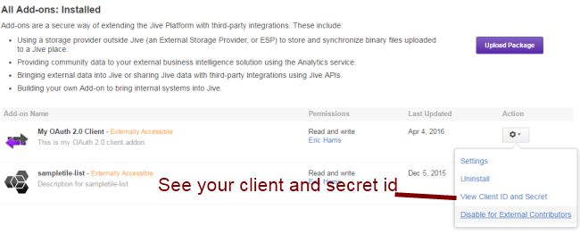 jive on client and secret id