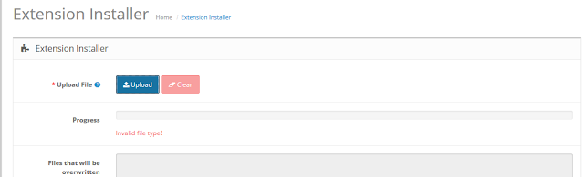 opencart invalid file type error