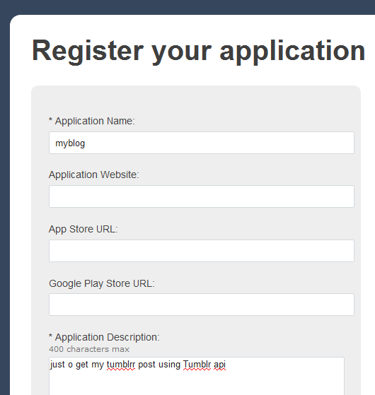 Get Tumblr API key pair –