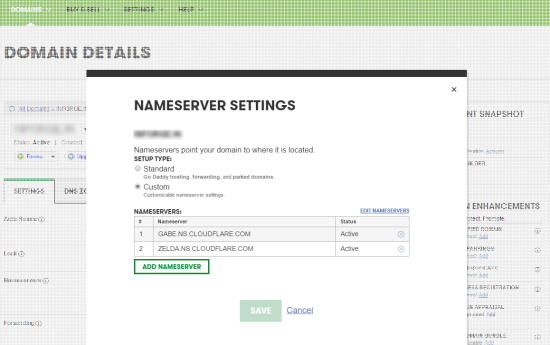 update domain nameserver