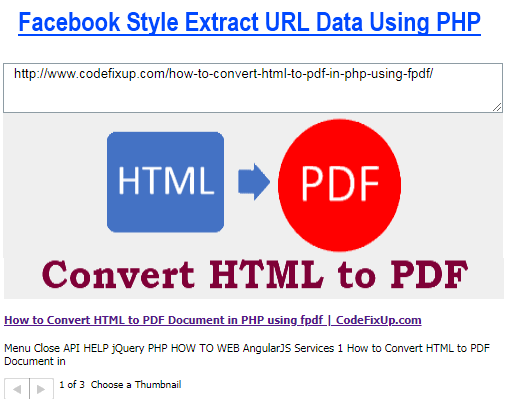 Extract URL content like Facebook with PHP