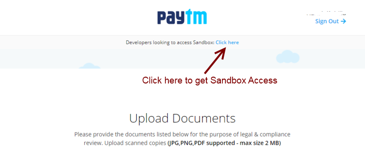 paytm sandbox access