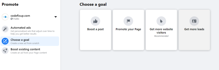 choose ad goal