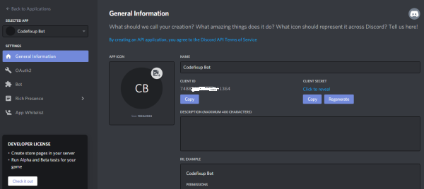 custom discord bot keys