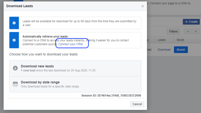 download form lead in csv or crm