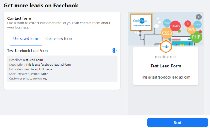 more leads on facebook window