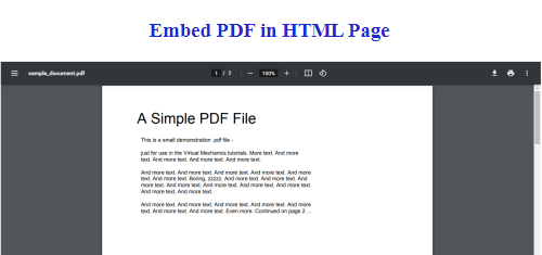 html embed pdf without download