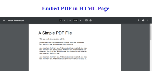 Embed PDF in HTML page