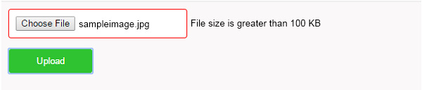 file size validation jquery