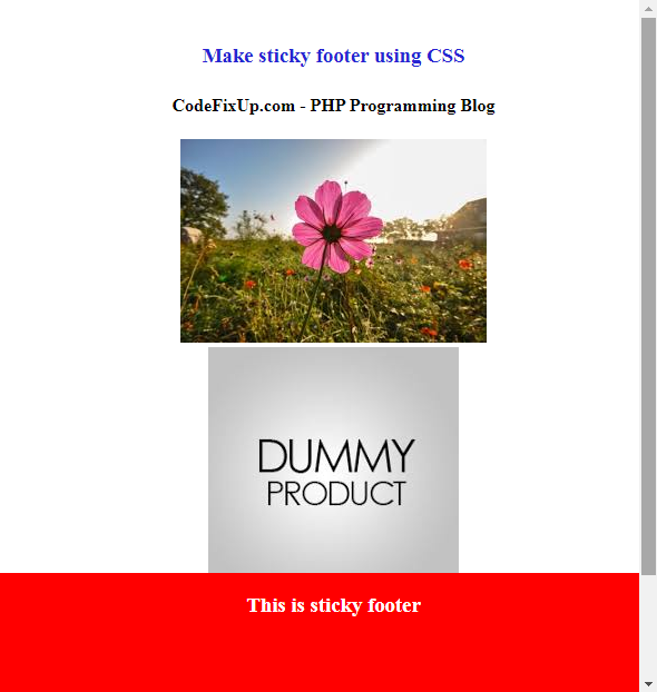 sticky footer css