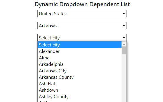 dependent dropdown list