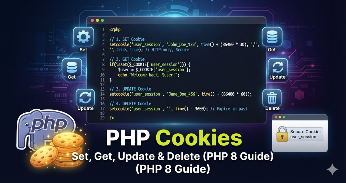 PHP Cookies: Set, Get, Update & Delete