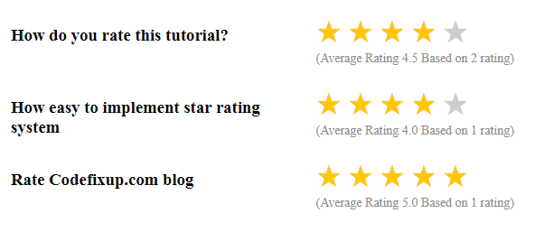 star rating system php mysql