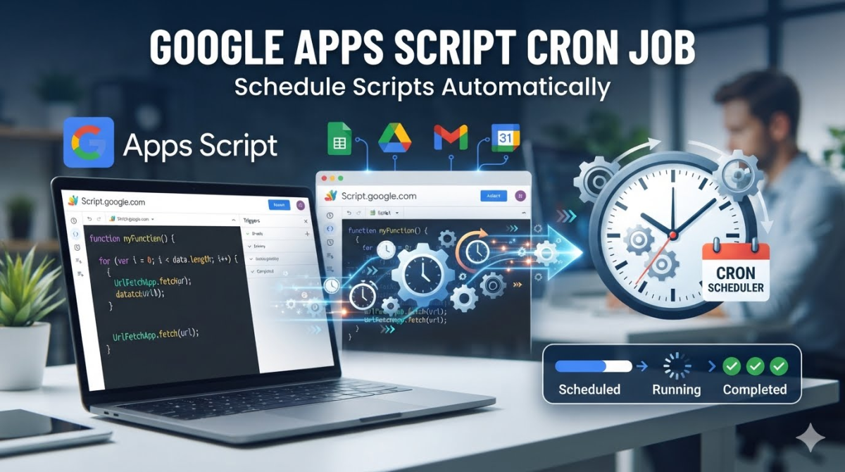 Code example of ScriptApp.newTrigger in Google Apps Script for scheduling a cron job